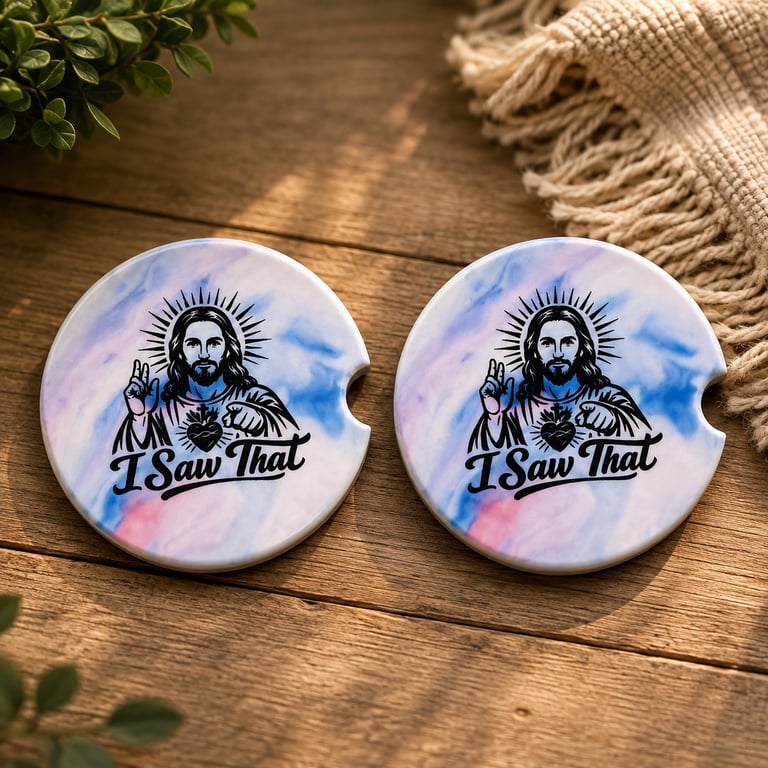 "I Saw That" car coaster set